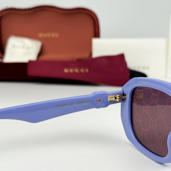 Gucci Women Sunglasses Violet Logo Pink Mirrored Geometric GG1535S 004 BRAND NEW main image 5